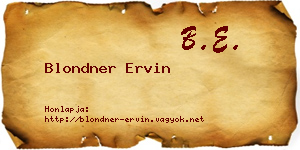 Blondner Ervin névjegykártya